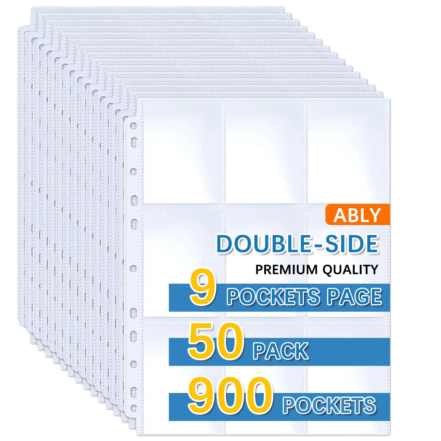 9-pocket trading card binder pages 50 pack for 3-ring binder