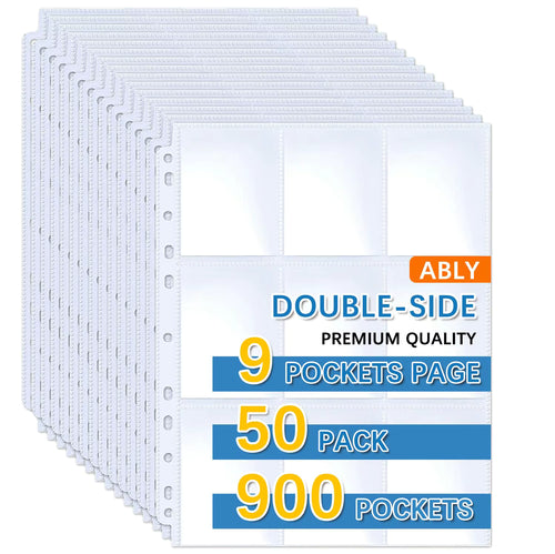 9-pocket trading card binder pages 50 pack for 3-ring binder